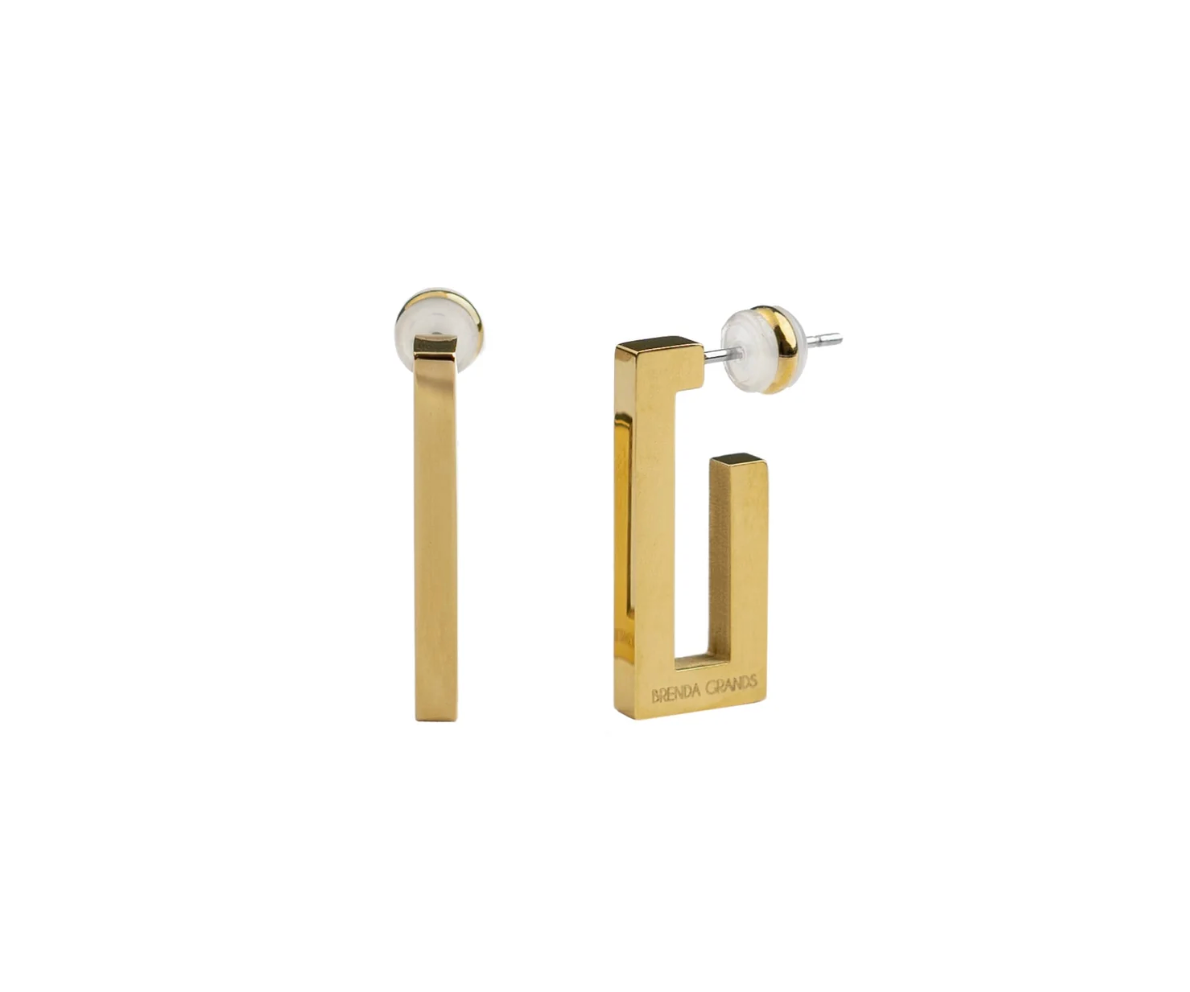 Gold Rectangle Earrings