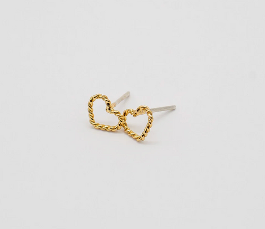 Gold Heart Drop Studs
