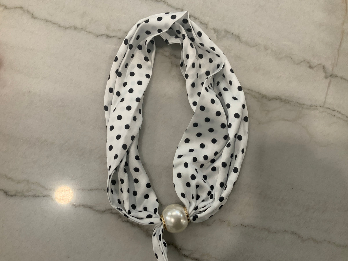 White Polka Dot Magnetic Scarf
