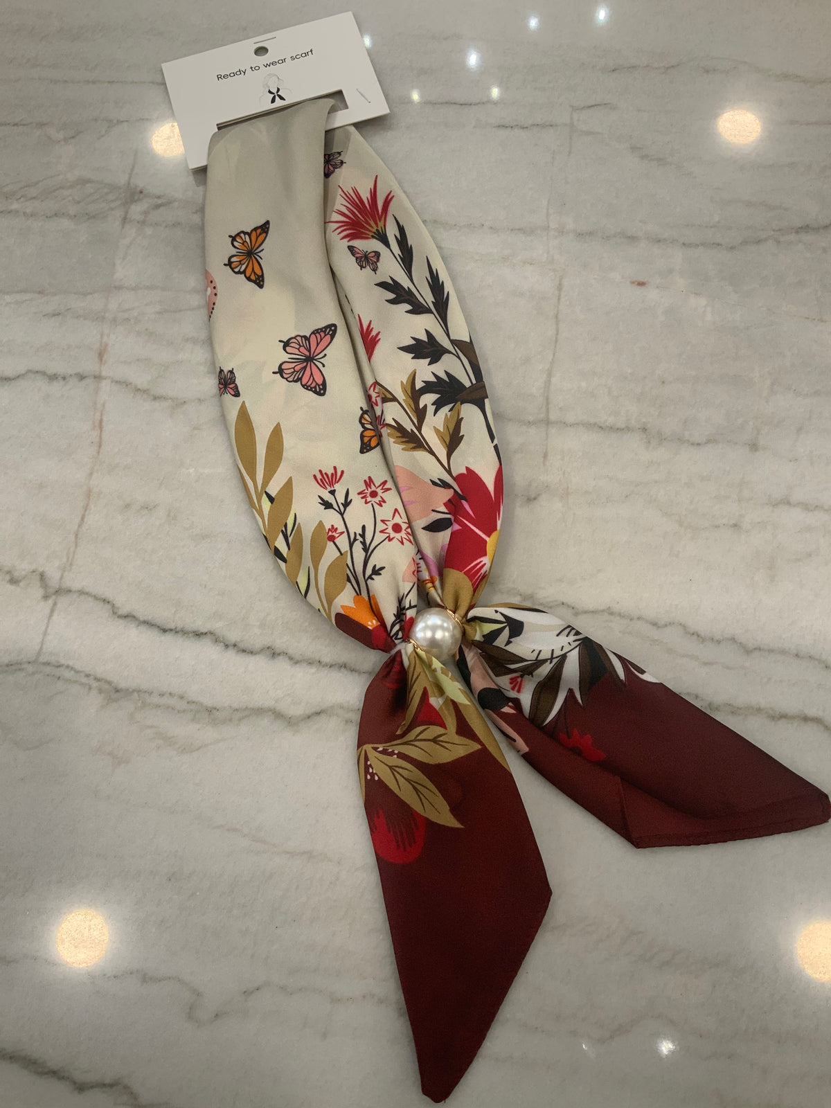 Floral Burgundy Magnetic Scarf