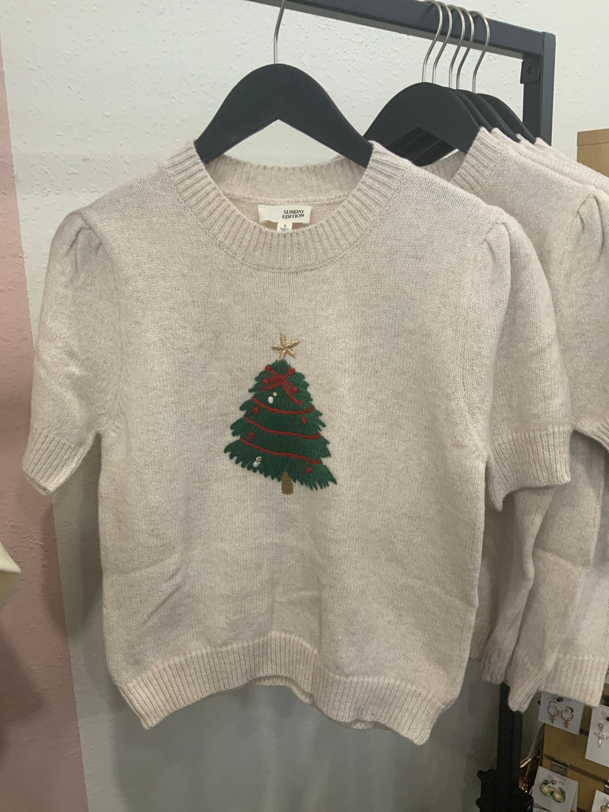 Cream Christmas Tree Sweater
