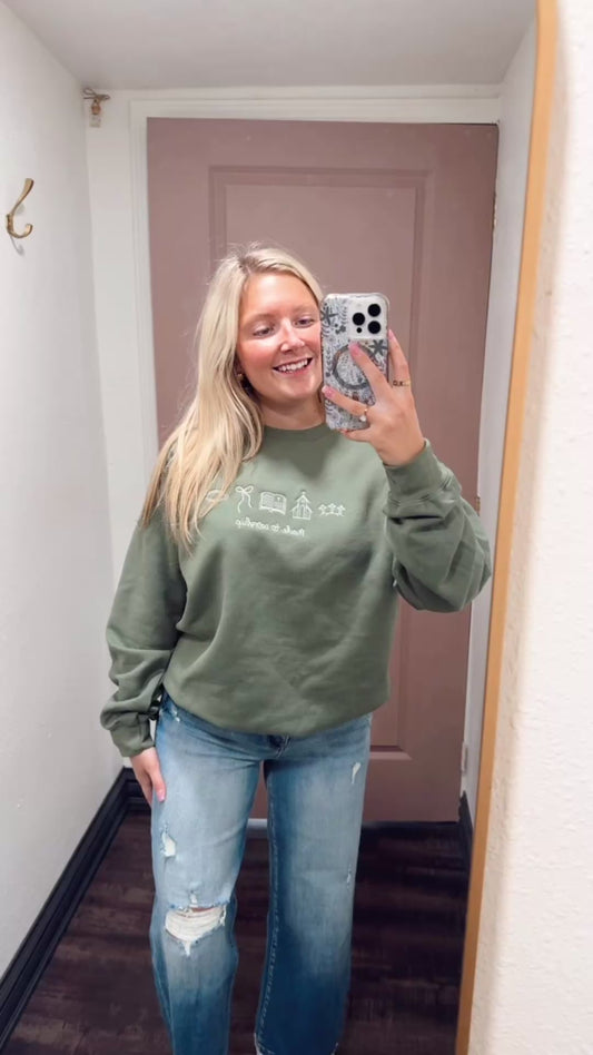 Made to Worship Green Embroidered Sweatshirt (117)